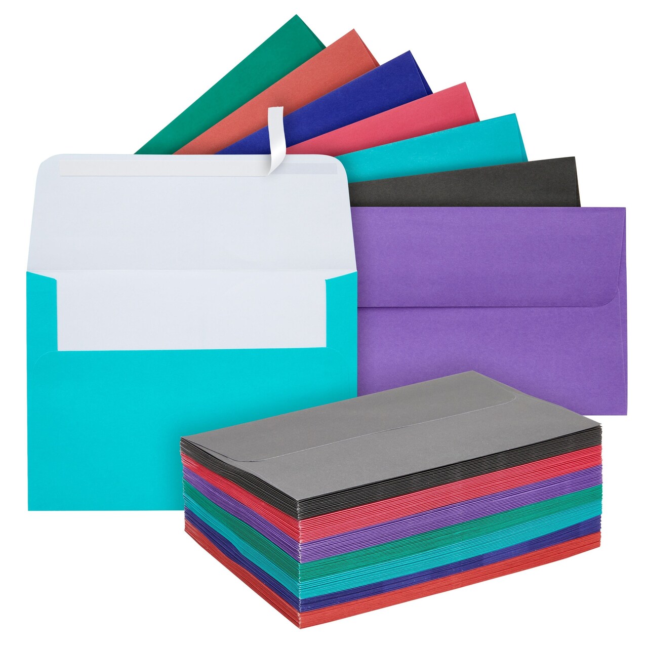 100 Pack Colored 4x6 Envelopes for Invitations, Birthday Cards, Wedding, Photos, Self-Adhesive Peel-Off-and-Stick (A6, 7 Colors)